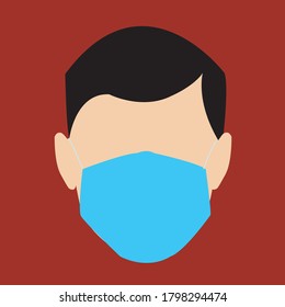 Hombre con máscara facial - Ilustración vectorial