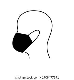 man  wearing face mask vector head icon.  protective masks. virus,  covid 19, pandemic protect sign