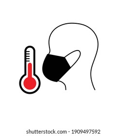 hombre con un icono de cabeza vectorial de máscara facial.  máscaras protectoras. virus, cóvid 19, signo de protección pandémica