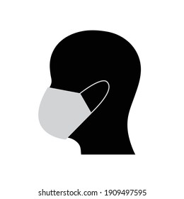 man  wearing face mask vector head icon.  protective masks. virus,  covid 19, pandemic protect sign