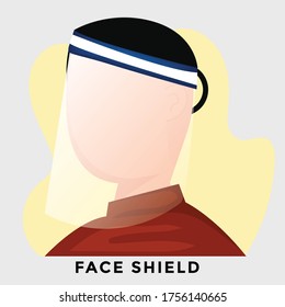 Man wearing face shield vector illustration design