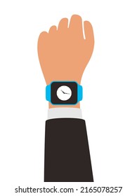 Man wearing fashion smart watch, vector illustration