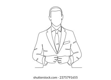 A man wearing formal attire. Tuxedo one-line drawing