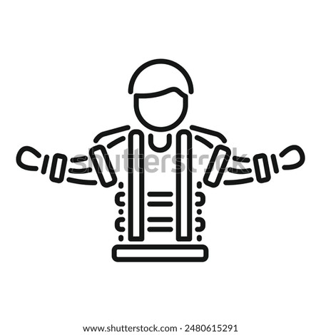 Man wearing a full body exoskeleton suit, giving him enhanced strength and endurance