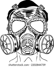 Man Wearing Gas Mask Outline Illustration Stock Vector (Royalty Free ...