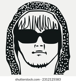 man wearing glasses. black and white vector design. minimalist design for everyone