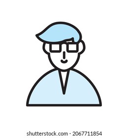 Man wearing glasses and sweater isolated icon