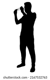 Mann mit Brille, Vektorsilhouette einzeln auf weißem Hintergrund, junge Person füllt mit schwarzer Farbe, Schattenidee, Junge mit Brille 