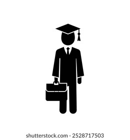 Man wearing a graduation gown icon vector, student of university with graduation gown.