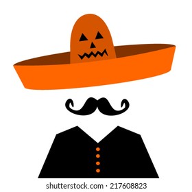 man wearing halloween jack o lantern sombrero