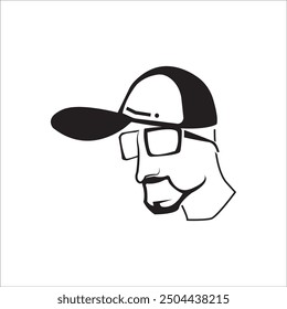 MAN WEARING A HAT ICON VECTOR ILLUSTRATION SYMBOL DESIGN