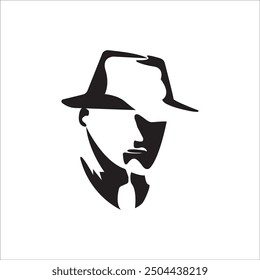 MAN WEARING A HAT ICON VECTOR ILLUSTRATION SYMBOL DESIGN