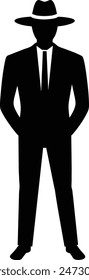 Man wearing a hat in a standing pose with a stylish shape