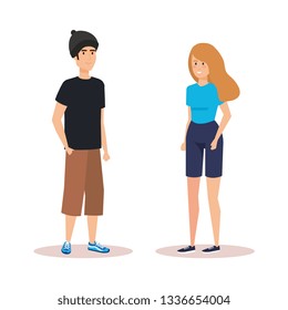 man wearing hat talking with a woman