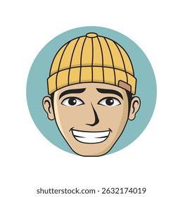 Man wearing a hat. Vector illustration