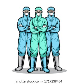 man wearing hazmat suit vector