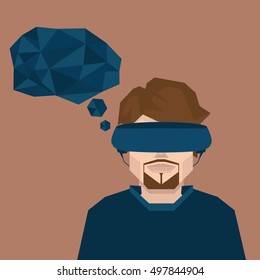 man wearing head-mounted display