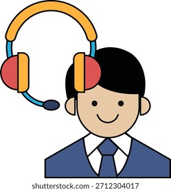 Ein Mann, der ein Headset trägt und lächelt. Das Bild zeigt einen Mann, der ein Headset trägt und lächelt, was darauf hindeutet, dass er glücklich ist oder seine Arbeit genießt