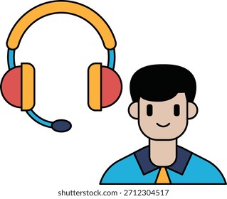 Un hombre con auriculares está sonriendo. La Imagen es blanco y negro. El hombre lleva camisa blanca y corbata