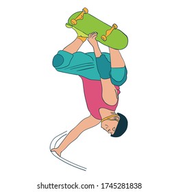 man wearing helmet playing skateboard sport vector illustration