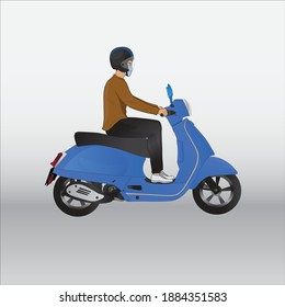 A man wearing a helmet rides a motorcycle safely