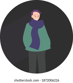 Man wearing jacket and scarf