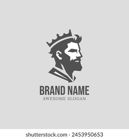 Hombre con diseño de logotipo de sombrero de corona de rey. Plantilla de identidad de marca de estilo masculino.