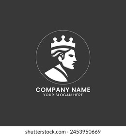 Man wearing king crown hat logo design. Masculine styled brand identity template.