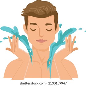 man wearing makeup use cosmetics or skin care
