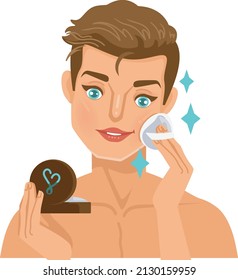 el hombre que usa maquillaje usa cosméticos o cuidado de la piel