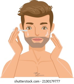 man wearing makeup use cosmetics or skin care