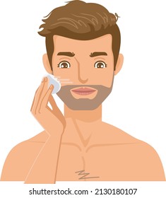 man wearing makeup use cosmetics or skin care