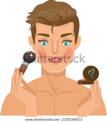 man wearing makeup use cosmetics or skin care