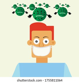 man wearing a mask. dangerous virus