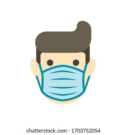 Man wearing mask to make self protection sign