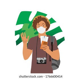 Man Wearing a Mask on Vacation