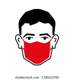 Man wearing mask, please wear a mask vector sign