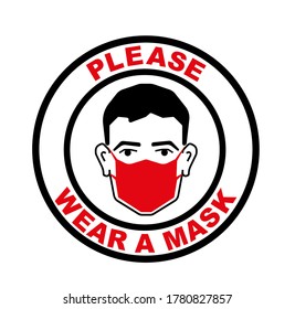 Man wearing mask, please wear a mask vector sign