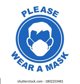 Man wearing mask, please wear a mask vector sign