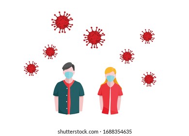 Man wearing a mask to prevent corona virus concept  