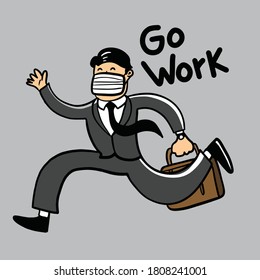 man wearing masks go to work cartoon