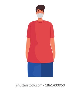 man wearing medical mask character vector illustration design