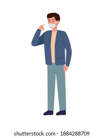 man wearing medical mask character vector illustration design