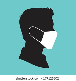 Man wearing medical mask icon symbol, Concept for flu sickness and prevent the spread of virus germs, Protecting themselves against pandemic epidemic infection, Vector illustration