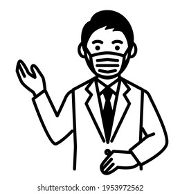 Man wearing medical mask. Vector illustration.