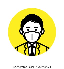 Man wearing medical mask. Vector illustration.