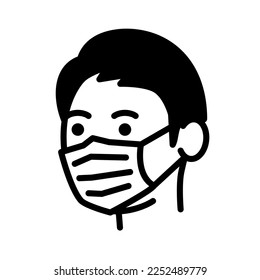 Man wearing medical mask. Vector illustration.