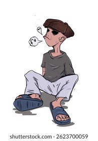 Un hombre con Ilustración vectorial de sombrero de quiosco