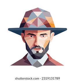 Ein Mann mit einem Schweinekoteletthut in geometrischer Form, Vektorgrafik