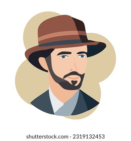 A man wearing pork pie hat vector illustration